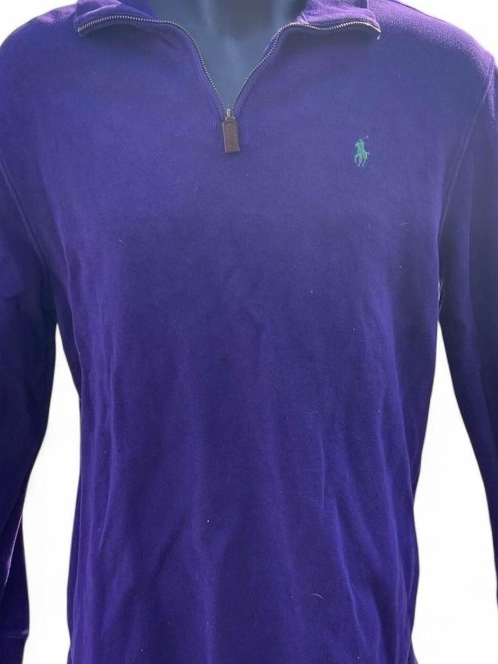 Vintage Polo by Ralph Lauren Men's Purple Quarter-Zip Pullover with Green Pony